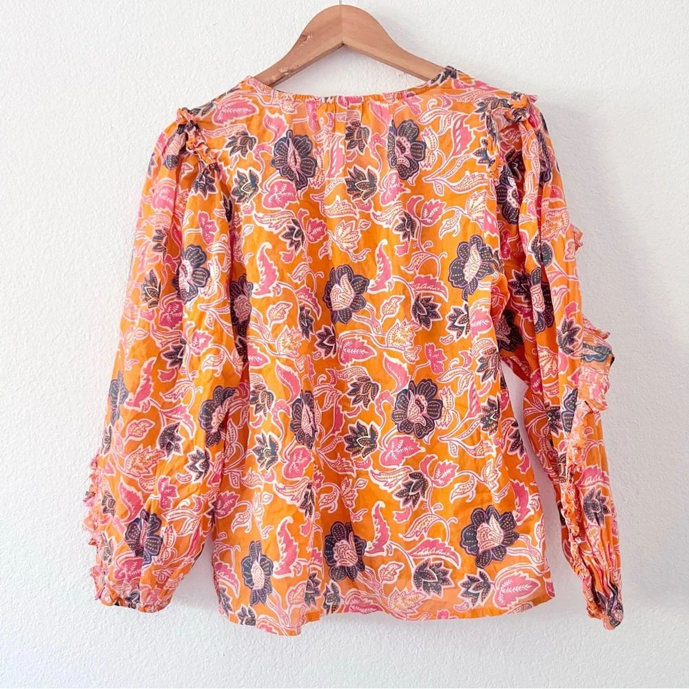 Cleobella Talia Ruffle Sleeve Floral Blouse in Tropique Sz S